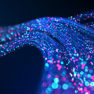 Abstract technology image of data flow in a data center.