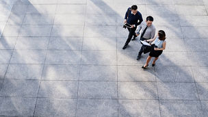 Business people going to work in the morning, view from above
