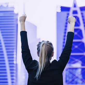 Woman celebrating top employer