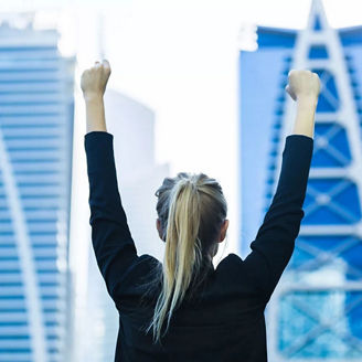 Woman celebrating top employer