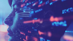 Human face reflecting digital data