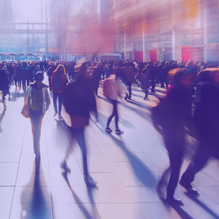 Pessoas a andar na cidade.