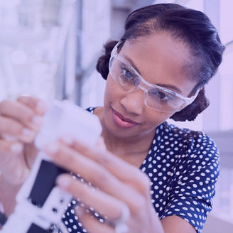 Man wearing virtual reality glasses in a work environment.
