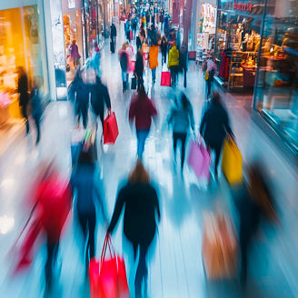 Pessoas andando em um shopping