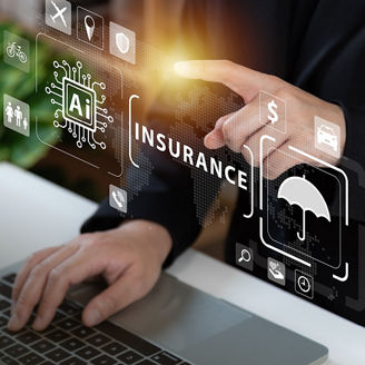 Finger tapping digital screen of insurance