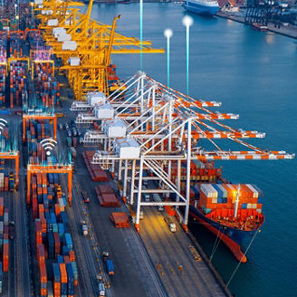 Aerial view of a commercial port