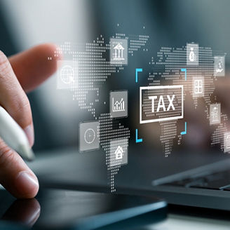 A technological design of symbols and the word 'tax'