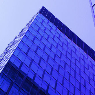 view of skyscrapers from below