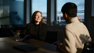 Employees talking