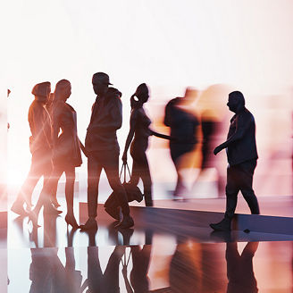 Schatten von Personenpulk