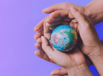 Hands holding a globe