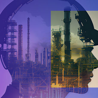 Side profile of a head with an industrial image