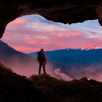 Homem em uma caverna