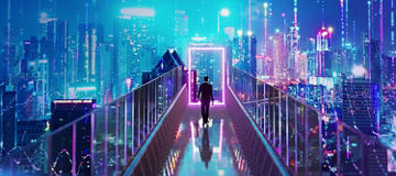 Stadt im Neonlicht