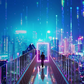 Stadt im Neonlicht