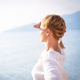 Woman looking at sunset