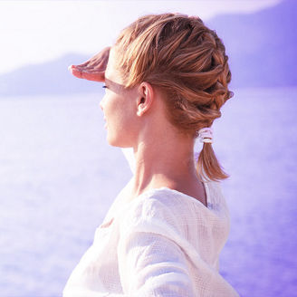 Woman looking at sunset