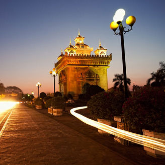 Patuxai at night in Vientiane, Laos
