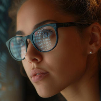 Person-analyzing-glowing-data-on-screen - 1