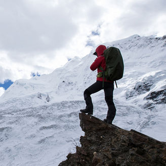 A man climbing a mountain