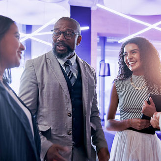 A group of colleagues discussing a project
