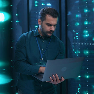 Cyber professional analyzing data 