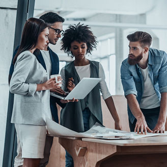Group of young professionals having a conversation