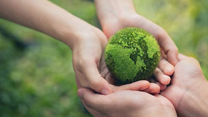 Earth shaped in green hold by hands