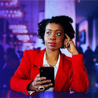 Customer using phone