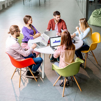 Technology consultants discussing SAP migration