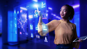 Women working with an agentic AI interface 