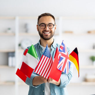 Person holding country flags