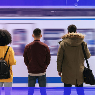 People at a train station 