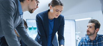 Colleagues working on research and development