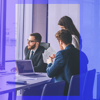 Technology consultants discussing SAP migration