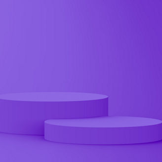 3d purple violet cylinder podium minimal studio background. Abstract 3d geometric shape object illustration render. Display for cosmetic perfume fashion product.