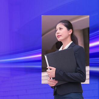 Woman holding a black folder