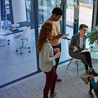 A group of people talking