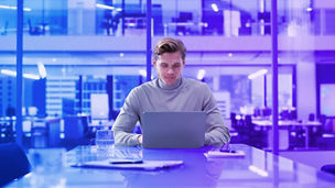 man working on laptop