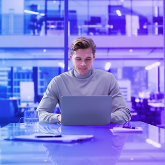 man working on laptop
