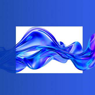 Abstract blue fluid wave pattern on a gradient blue background