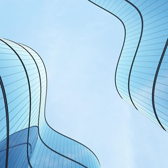 Abstract curved glass architecture