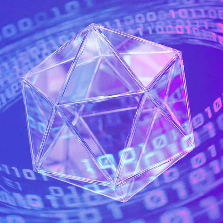 Abstract digital crystal with data streams