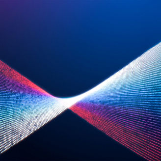 Abstract dot matrix light lines on blue background