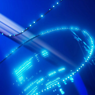 Abstract glowing blue digital lines and light effects