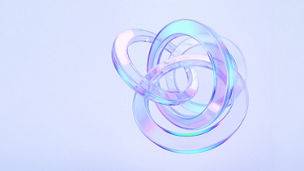 Glass circle shapes with colorful reflections composition. 3d rendering illustration.