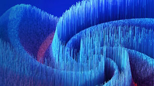 Abstract blue spiral with band of red