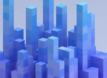 Abstract 3d render, purple and blue geometric design