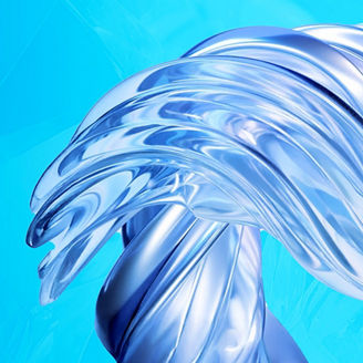 Abstract twisted glass ribbon banner