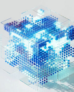 Abstrakter blauer Würfel